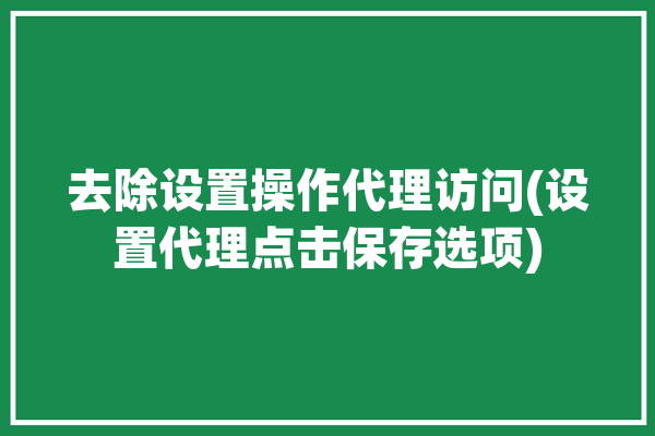 去除设置操作代理访问(设置代理点击保存选项)