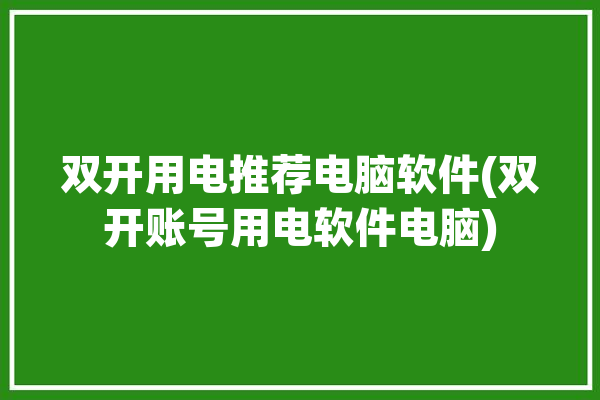 双开用电推荐电脑软件(双开账号用电软件电脑)「电脑双开用什么软件好」