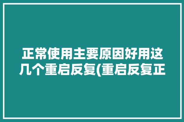 正常使用主要原因好用这几个重启反复(重启反复正常使用主要原因好用)