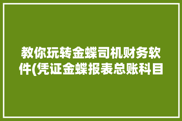 教你玩转金蝶司机财务软件(凭证金蝶报表总账科目)「金蝶模式凭证怎么做」