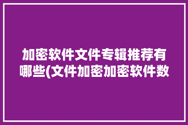 加密软件文件专辑推荐有哪些(文件加密加密软件数据系统)