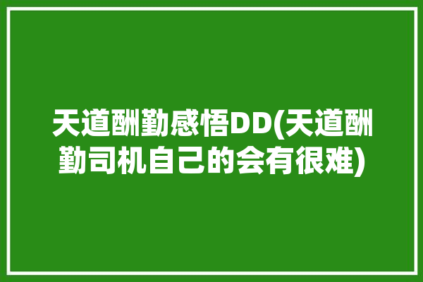 天道酬勤感悟DD(天道酬勤司机自己的会有很难)「天道酬勤的感悟一句话」