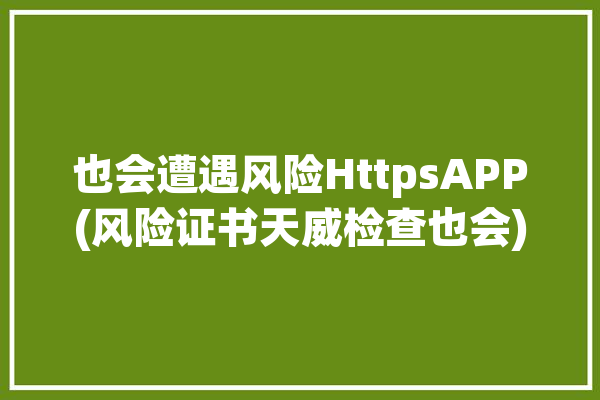 也会遭遇风险HttpsAPP(风险证书天威检查也会)