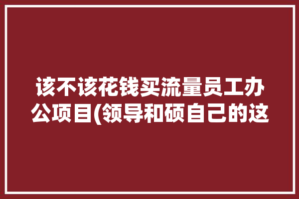 该不该花钱买流量员工办公项目(领导和硕自己的这几个办公)「公司买流量」