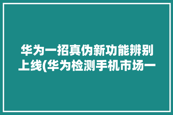 华为一招真伪新功能辨别上线(华为检测手机市场一招)「华为怎么检测真伪」