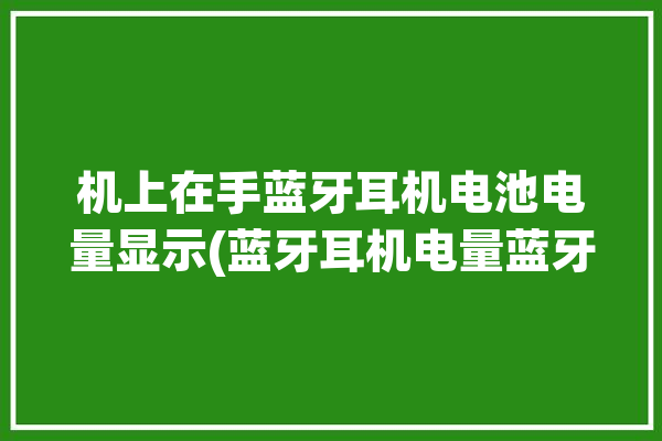 机上在手蓝牙耳机电池电量显示(蓝牙耳机电量蓝牙显示机上)「蓝牙耳机的电量在手机上显示」