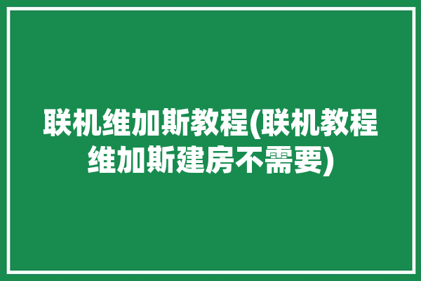 联机维加斯教程(联机教程维加斯建房不需要)