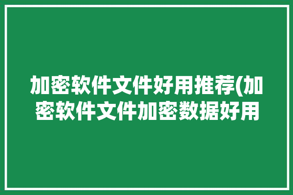 加密软件文件好用推荐(加密软件文件加密数据好用)「加密文件软件哪个好」