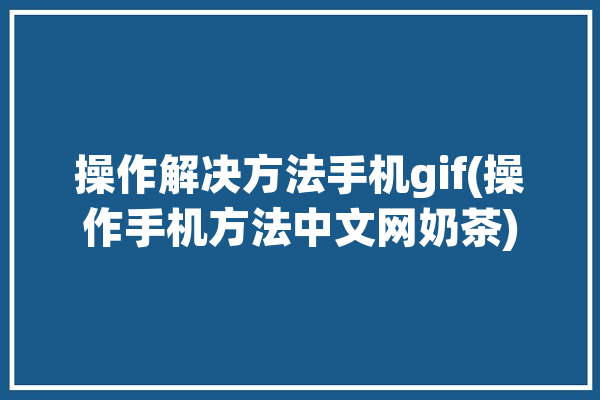 操作解决方法手机gif(操作手机方法中文网奶茶)「手机操作是什么意思」