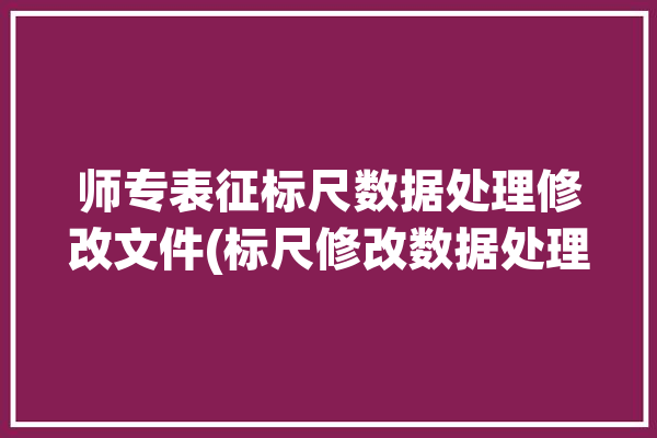 师专表征标尺数据处理修改文件(标尺修改数据处理师专表征)