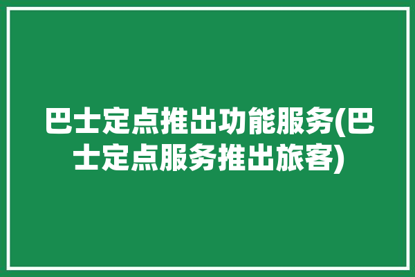 巴士定点推出功能服务(巴士定点服务推出旅客)「巴士定制路线」