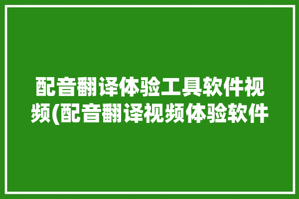 配音翻译体验工具软件视频(配音翻译视频体验软件)「配音 翻译」