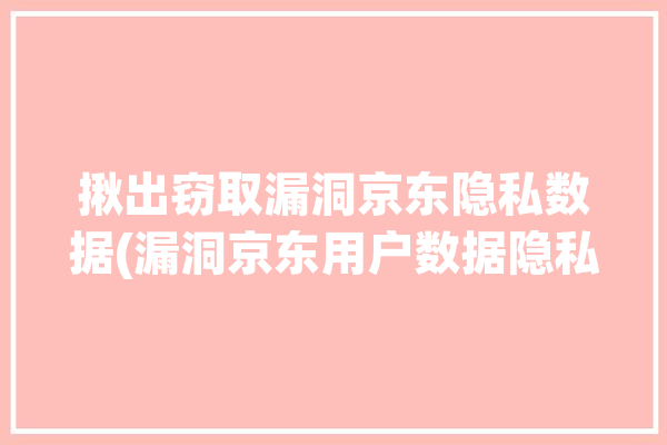 揪出窃取漏洞京东隐私数据(漏洞京东用户数据隐私)「京东泄露用户数据给百度」