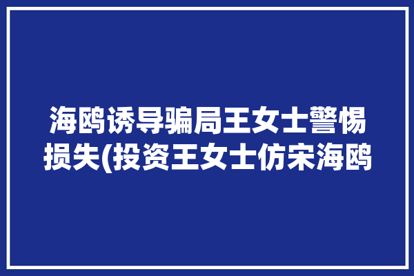 海鸥诱导骗局王女士警惕损失(投资王女士仿宋海鸥诱导)「海鸥导购」