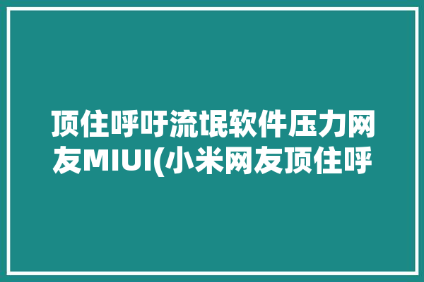 顶住呼吁流氓软件压力网友MIUI(小米网友顶住呼吁流氓软件)