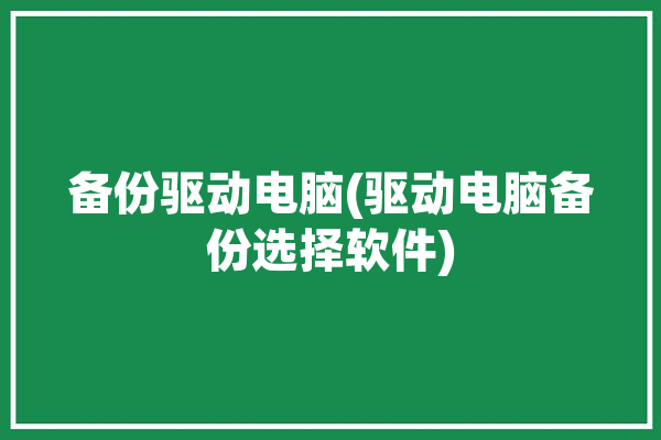 备份驱动电脑(驱动电脑备份选择软件)「电脑备份驱动程序」