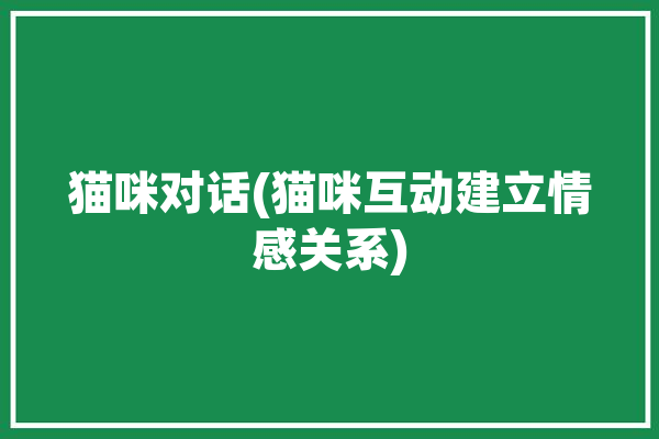 猫咪对话(猫咪互动建立情感关系)「猫咪之间对话」