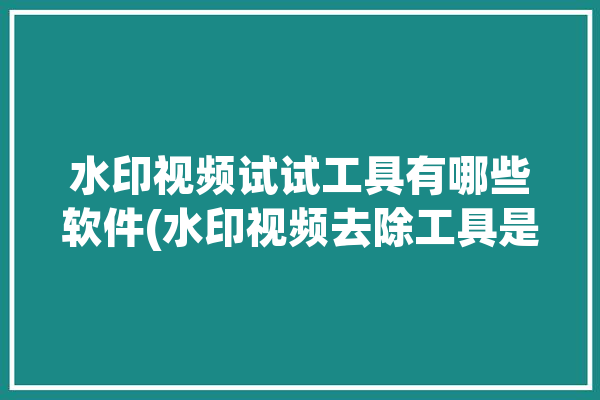 水印视频试试工具有哪些软件(水印视频去除工具是一个)「视频水印检测软件」