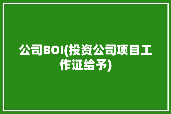 公司BOI(投资公司项目工作证给予)「投资公司许可证怎么办」