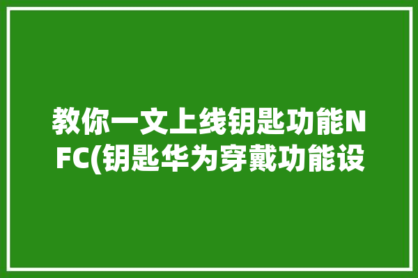 教你一文上线钥匙功能NFC(钥匙华为穿戴功能设备)「华为 nfc钥匙」