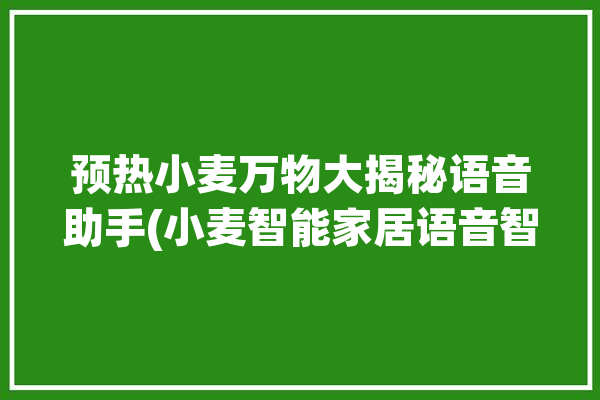 预热小麦万物大揭秘语音助手(小麦智能家居语音智能万物)「小麦智能app」