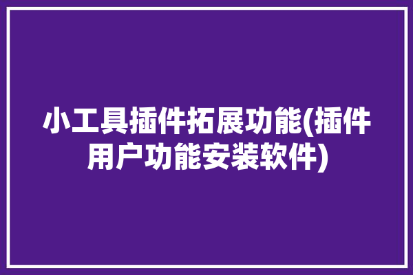 小工具插件拓展功能(插件用户功能安装软件)「工具插件里面可以看到什么」