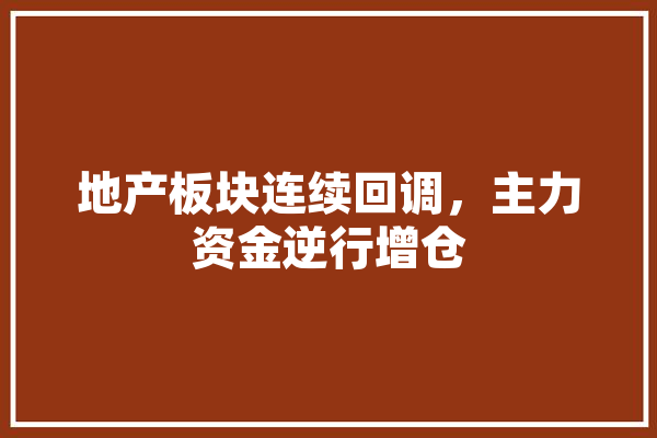 地产板块连续回调，主力资金逆行增仓