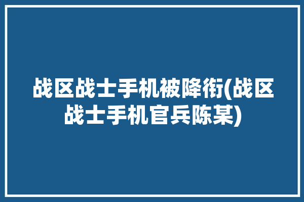 战区战士手机被降衔(战区战士手机官兵陈某)