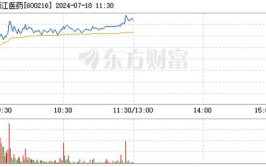 浙江医药（600216）盘中异动 股价振幅达7.62%  上涨7.19%（07-18）